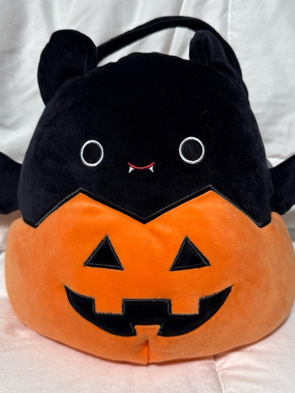 Squishmallows Black & Orange Bat Pumpkin Plush Tote